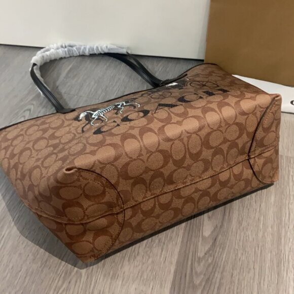 Coach Tan and Black Tote - Picture 4 of 7